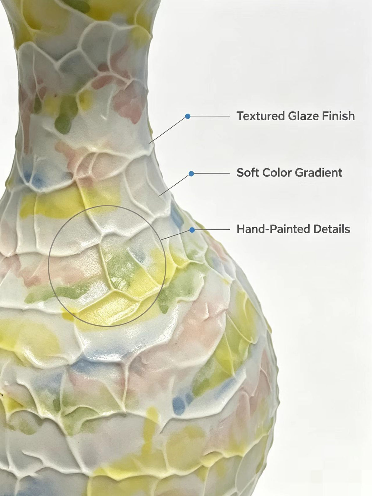 Hand-Thrown Pastel Ceramic Vase, Unique Crackled Textured Glaze Decorative Vase, Tabletop Centerpiece for Living Room Entryway Bedroom, Housewarming Gift