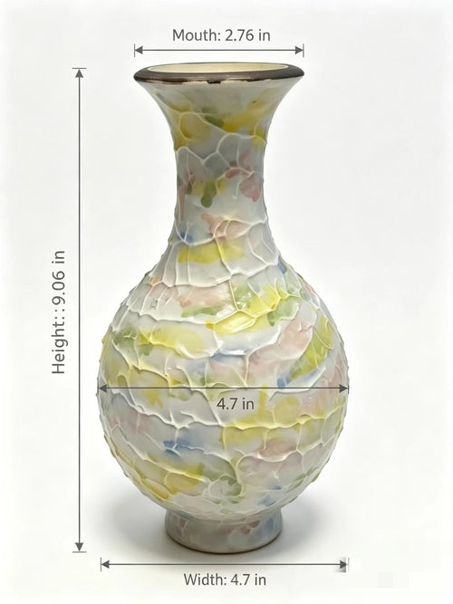 Hand-Thrown Pastel Ceramic Vase, Unique Crackled Textured Glaze Decorative Vase, Tabletop Centerpiece for Living Room Entryway Bedroom, Housewarming Gift